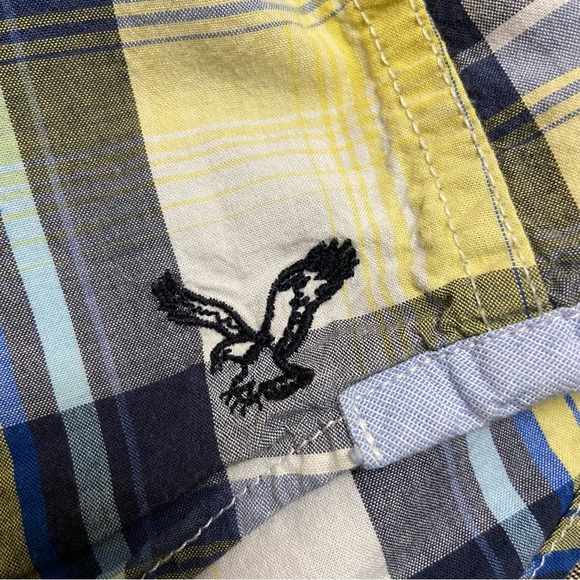 American Eagle Plaid Pearl Snap Button Down Yellow - Picture 7 of 15